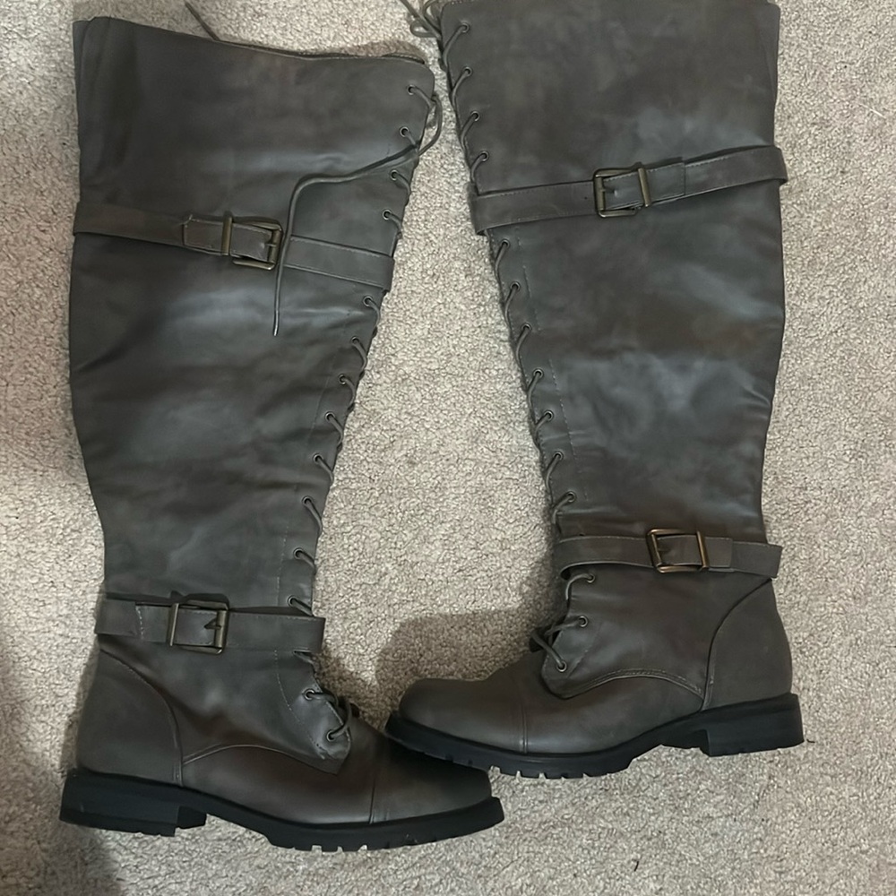 Over the knee brown boots